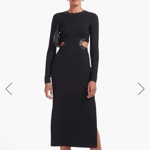 Black midi back cutout dress